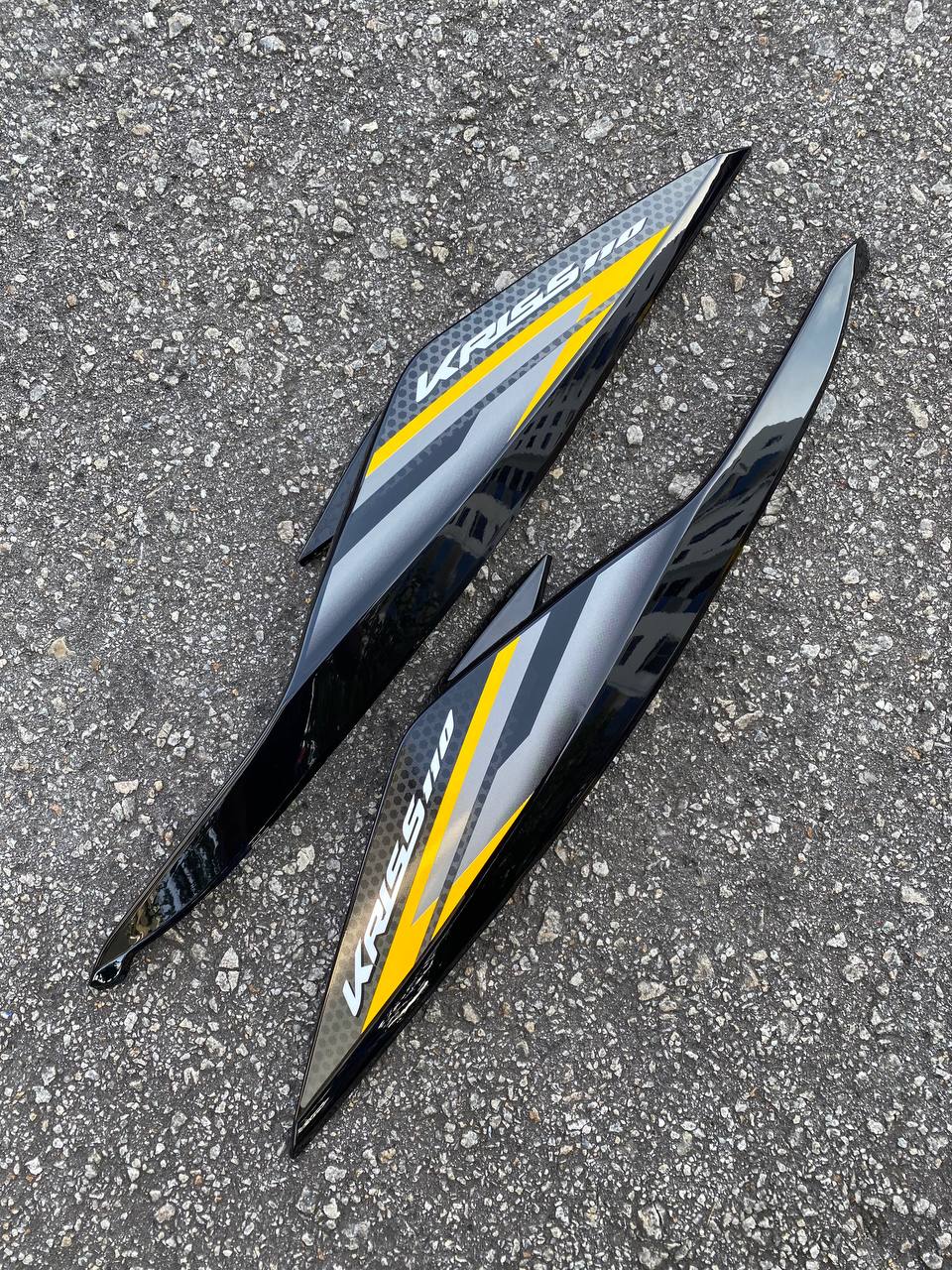 COVERSET BODYSET MODENAS KRISS MR3 DRUM YELLOW BLACK KUNING HITAM SIAP TAMPAL M SEKI SET