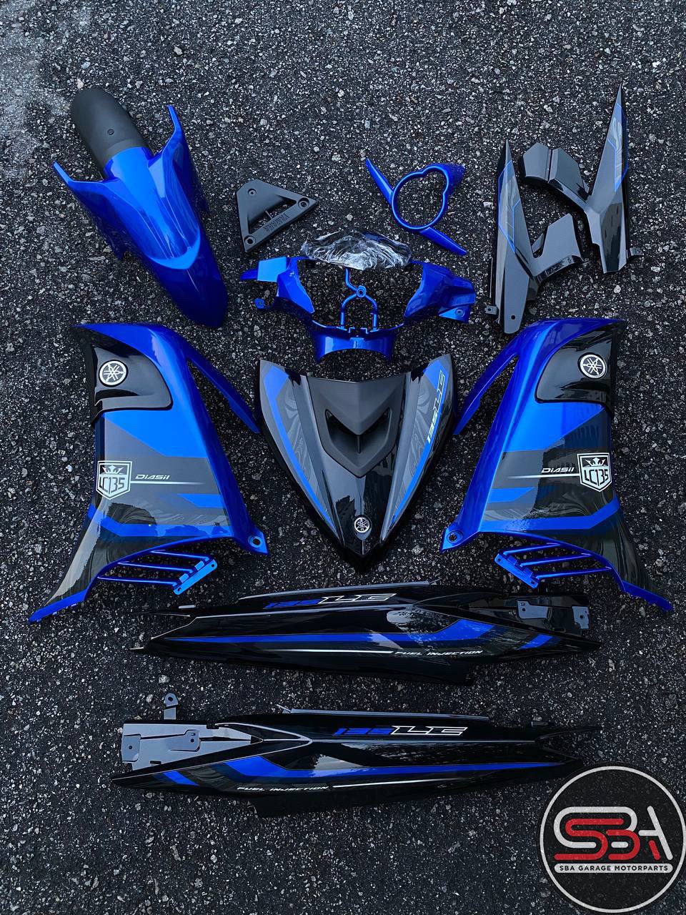 COVERSET BODYSET YAMAHA LC LC135 V6 V7 DR EXCITER BLUE BIRU EXR STRIPE TANAM CODE 030 DOCTOR EDITION OEM