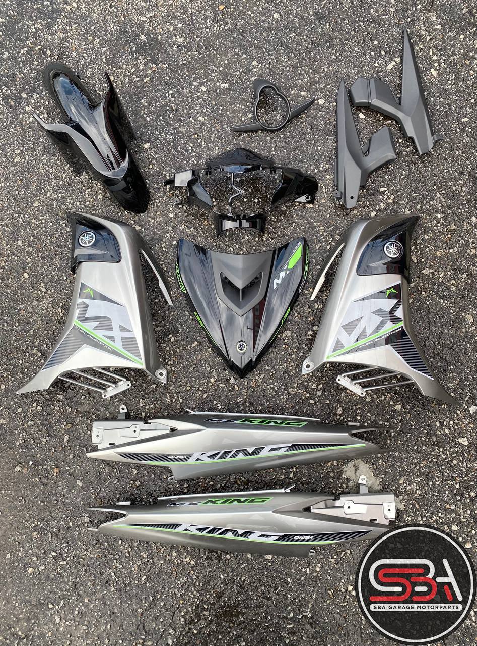 COVERSET BODYSET YAMAHA LC LC135 V6 V7 MX KING S3 SILVER BLACK STRIPE TANAM VELOZI L6-MKX-7