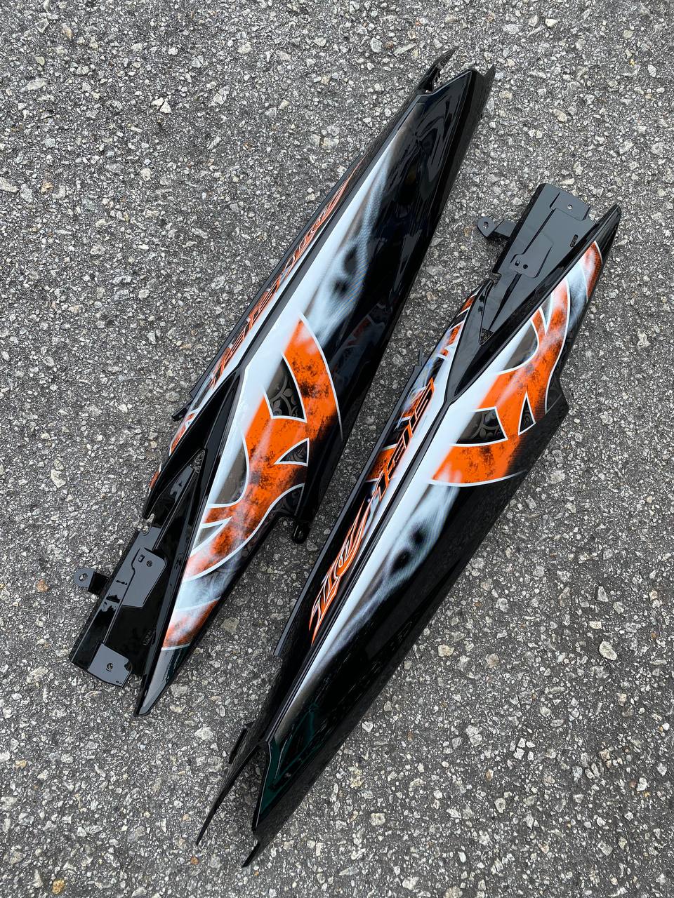 COVERSET ORIGINAL HONG LEONG YAMAHA HLY VELOZI M SEKI LC LC135 V2 V3 V4 V5 V6 V7 ORANGE BATIK STRIPE SIAP TAMPAL