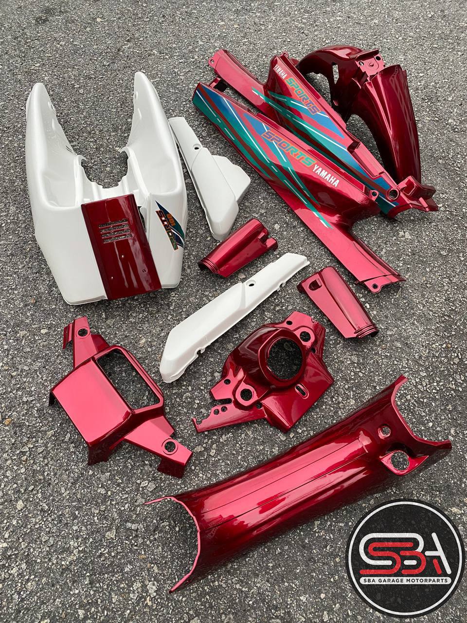 COVERSET SS SPORTS YAMAHA 100 SS Y100 2JG MPR PP WHITE P DRMK MAROON PUTIH M SEKI SET SIAP TAMPAL FULLSET