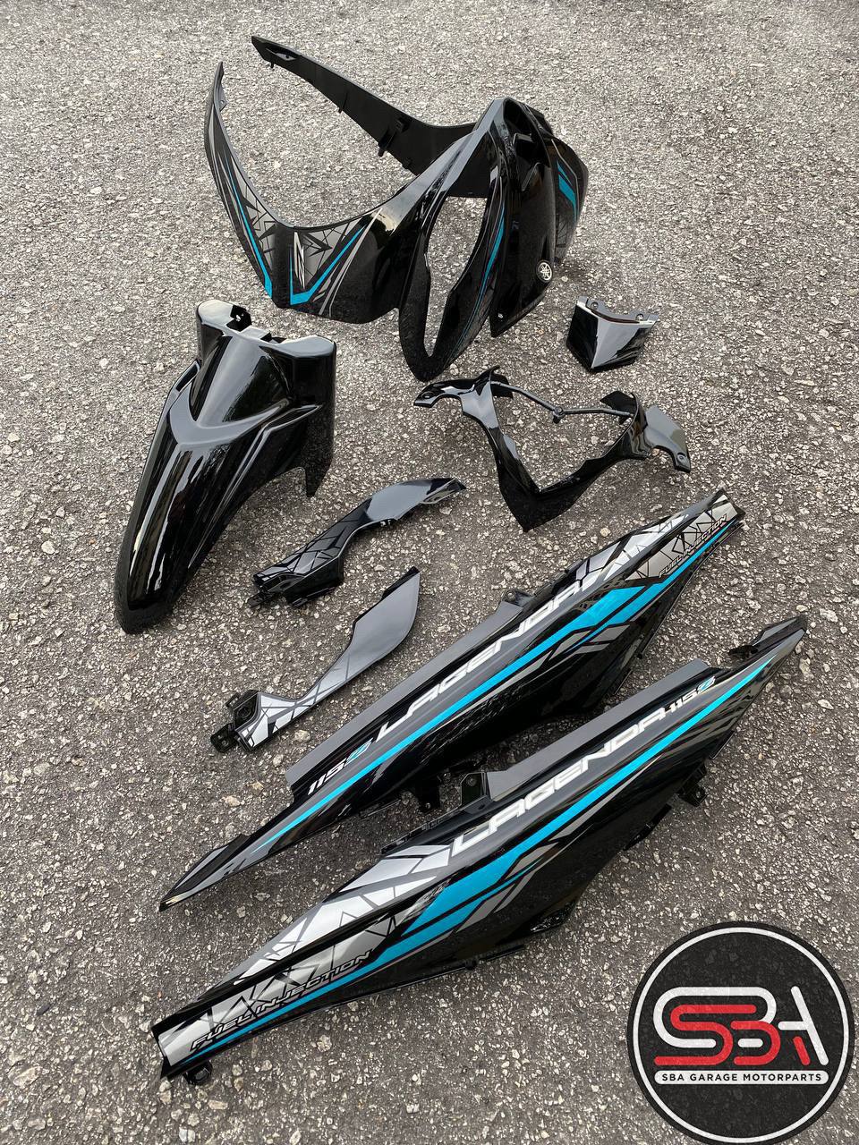 COVERSET BODYSET LAGENDA SRL 115 / 115Z Fi INJECTION HITAM KILAT CYAN CS6 STANDARD COLOR VELOZI / M SEKI SET SIAP TAMPAL