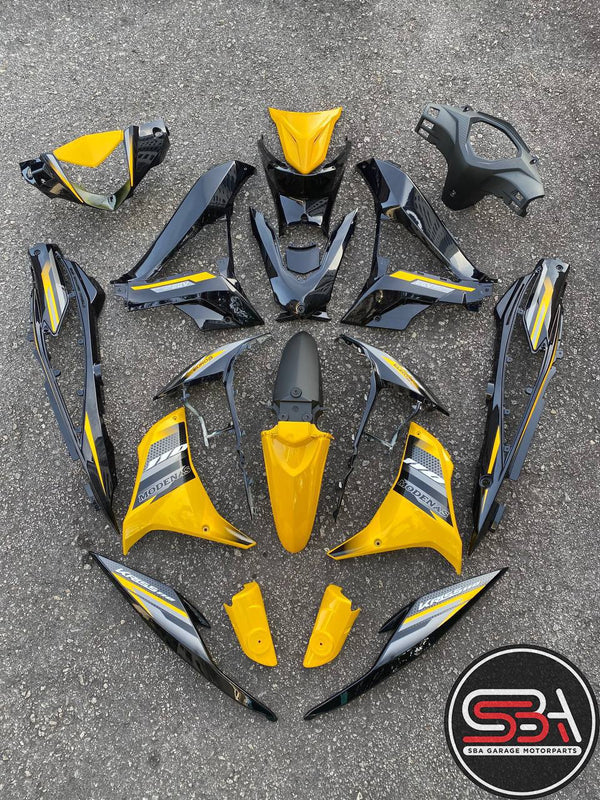 COVERSET BODYSET MODENAS KRISS MR3 DRUM YELLOW BLACK KUNING HITAM SIAP TAMPAL M SEKI SET