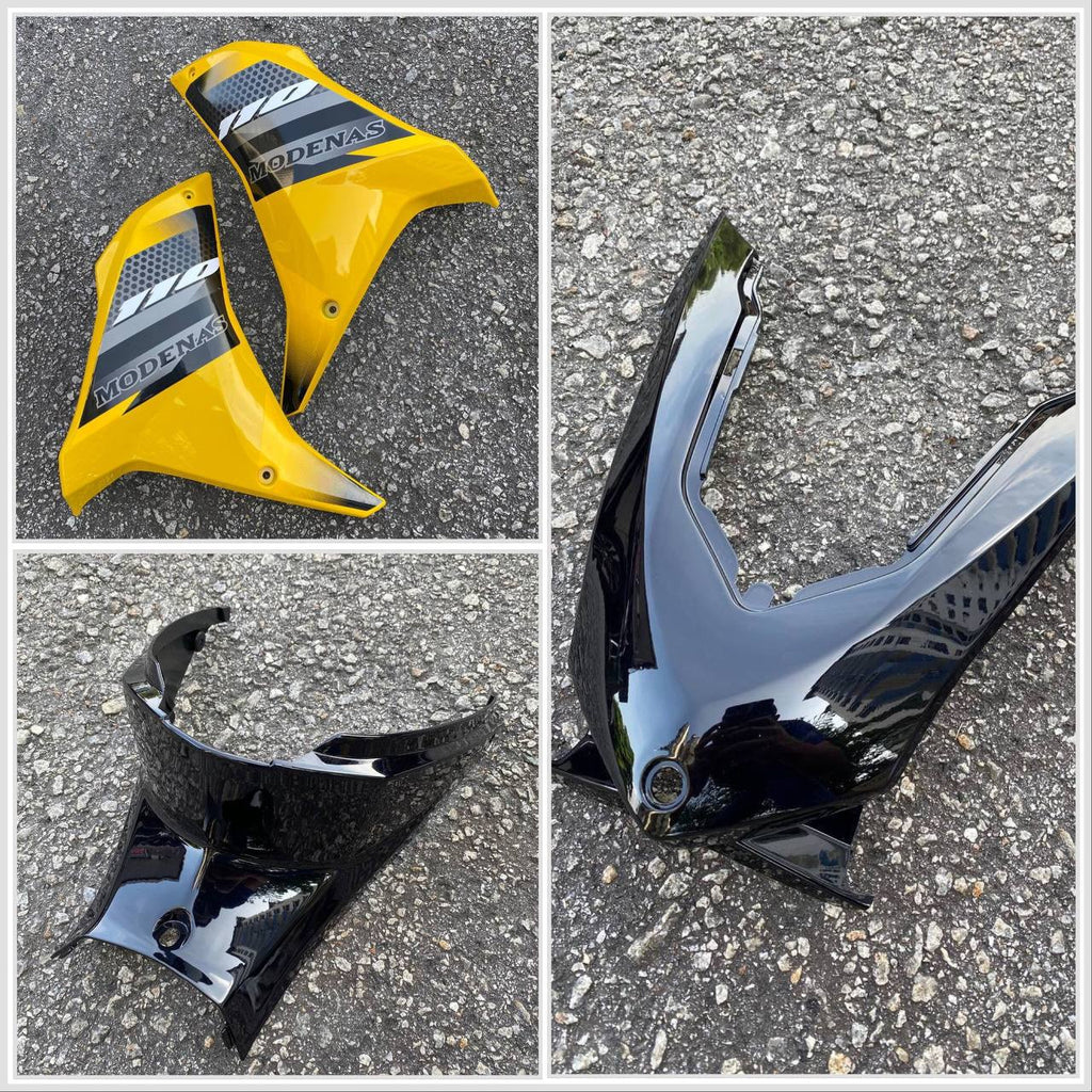 COVERSET BODYSET MODENAS KRISS MR3 DRUM YELLOW BLACK KUNING HITAM SIAP TAMPAL M SEKI SET