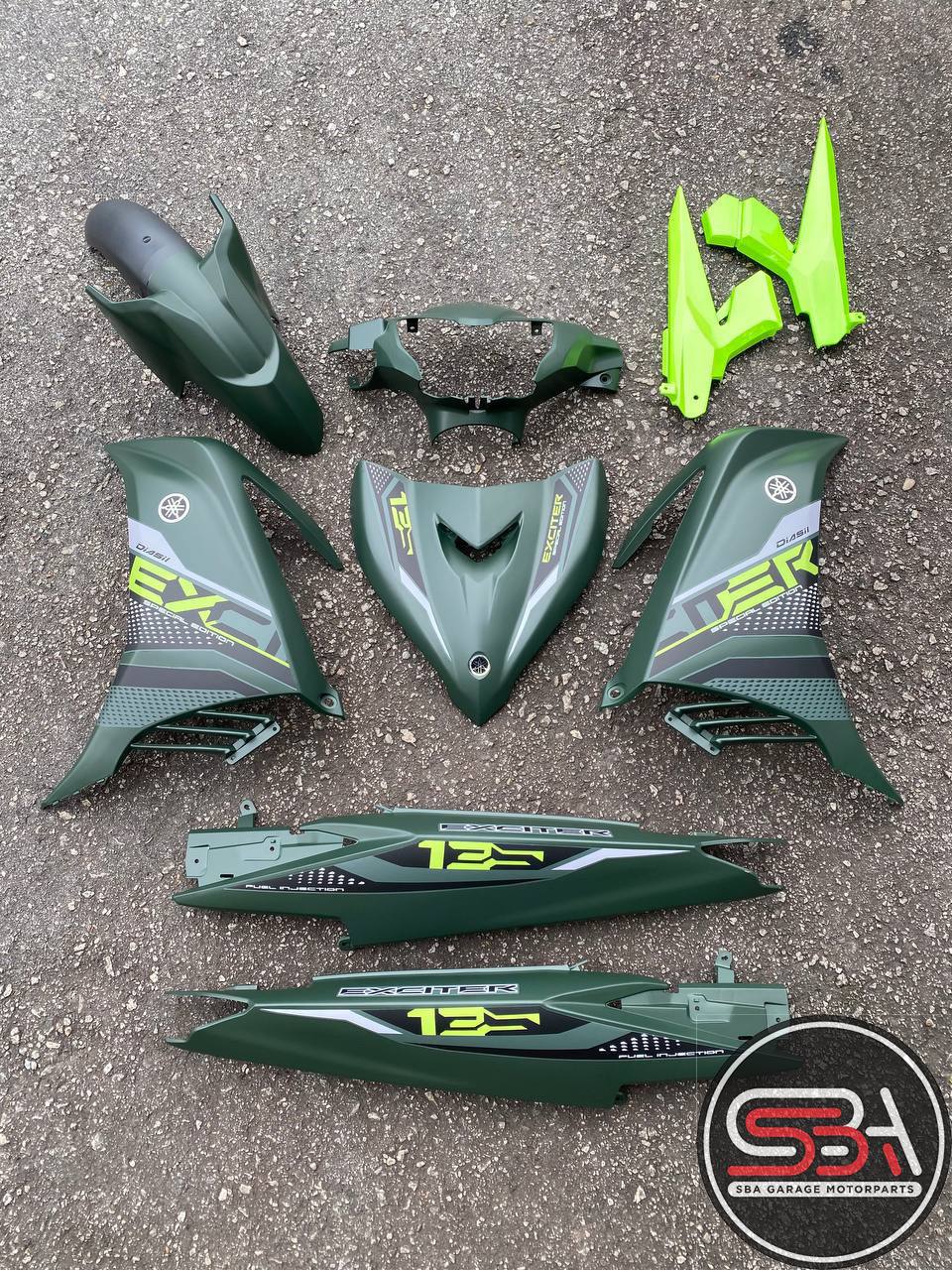 YAMAHA BODYSET LC 135 V1 V2 V3 HIJAU EXCITER 2021 NEW DESIGN SPECIAL EDITION GREEN STRIPE TANAM CLEAR - OEM COVERSET