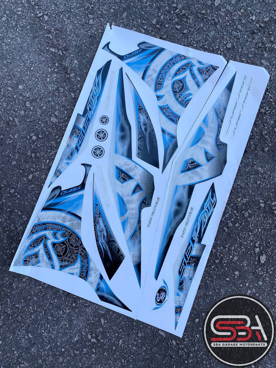 STICKER BODYSET / STRIPE COVERSET LC V2 V3 V4 BIRU BATIK SMOKE MORITAKA YAMAHA ORIGINAL NO 13