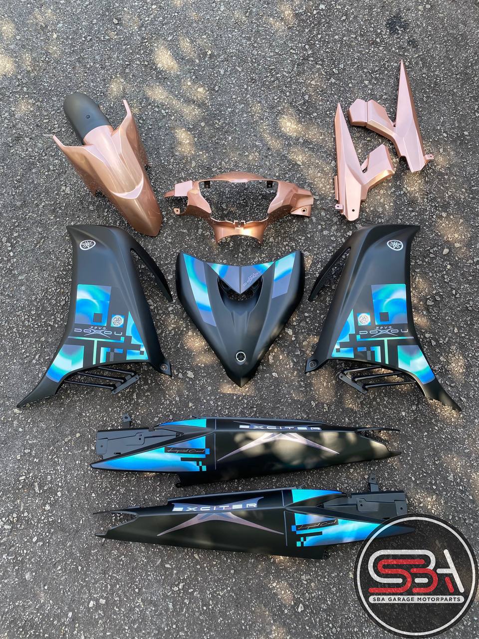 COVERSET BODYSET LC LC135 OEM V1 V2 V3 V4 V5 V6 2020 EXCITER DOXOU FULL BLACK / PINK BLACK STRIPE TANAM