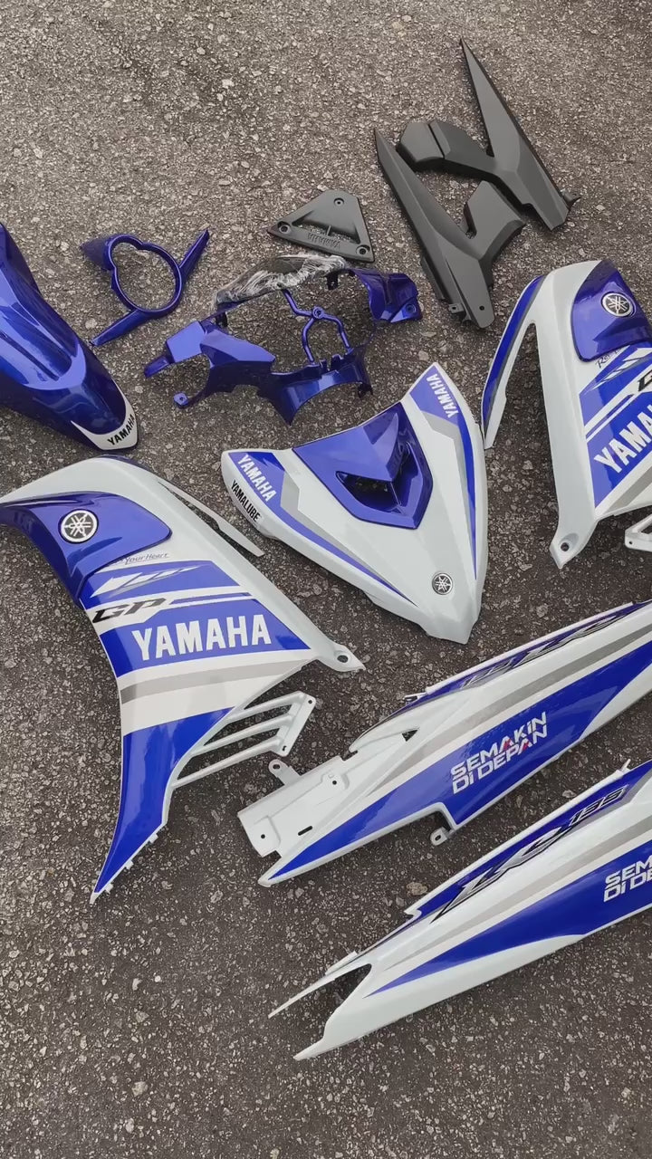 COVERSET BODYSET YAMAHA LC LC135 V6 V7 DR BLUE GP BIRU CODE 039 STRIPE TANAM DOCTOR EDITION OEM