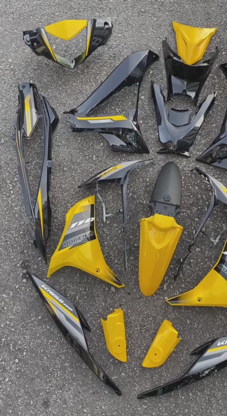 COVERSET BODYSET MODENAS KRISS MR3 DRUM YELLOW BLACK KUNING HITAM SIAP TAMPAL M SEKI SET