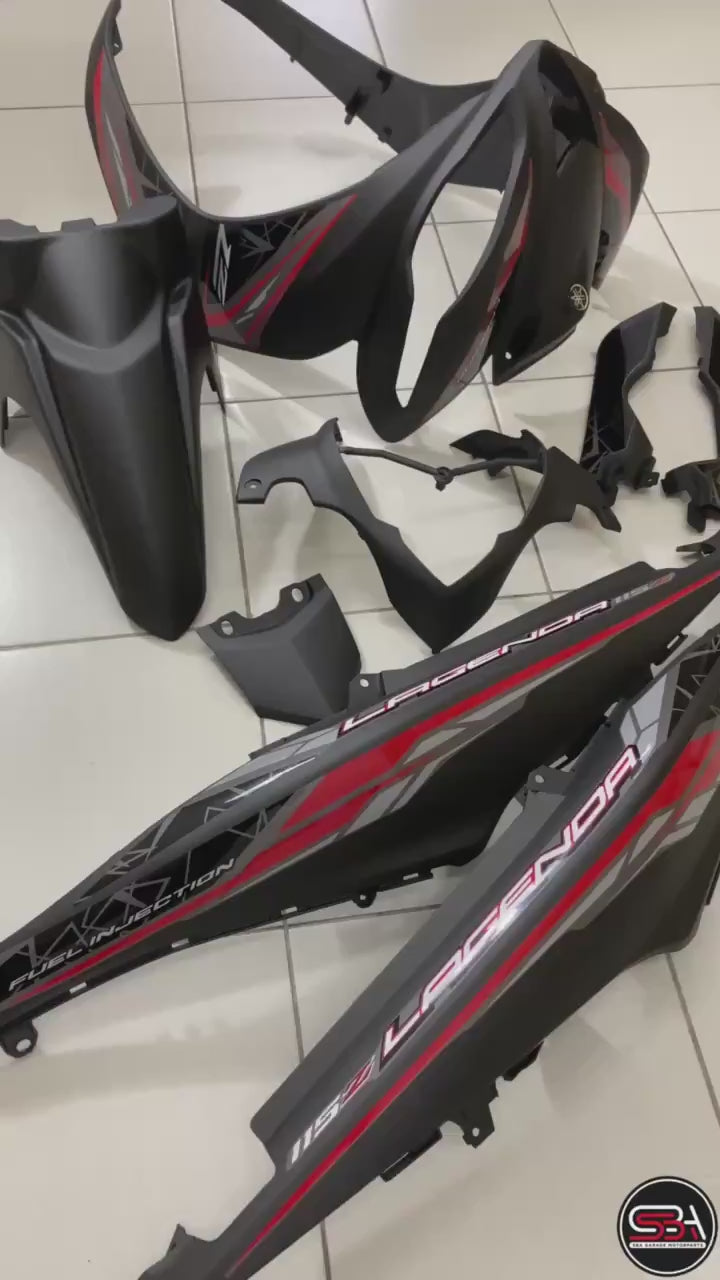 COVERSET BODYSET LAGENDA SRL 115 / 115z Fi FUEL INJECTION RED - HITAM BLACK MATT ORIGINAL HONG LEONG YAMAHA HLY SET