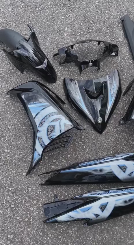 YAMAHA LC LC135 V6 V7 HITAM KILAT FULL STRIPE BIRU BATIK SMOKE - COVERSET BODYSET SIAP TAMPAL VELOZI WITH COVER METER