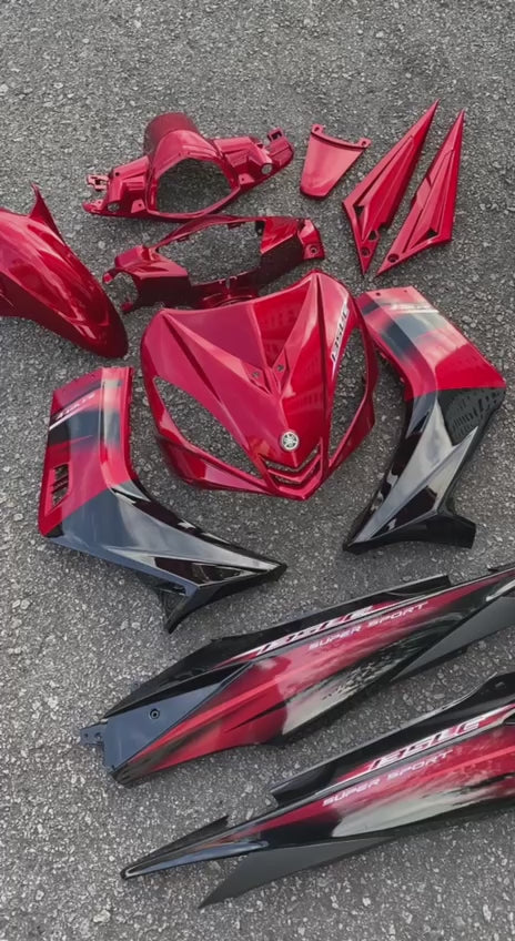 COVERSET BODY SET YAMAHA LC 135 V1 MAROON DRMK MERAH ORIGINAL 1ST EDITION 100% HONG LEONG YAMAHA HLY SIAP TAMPAL