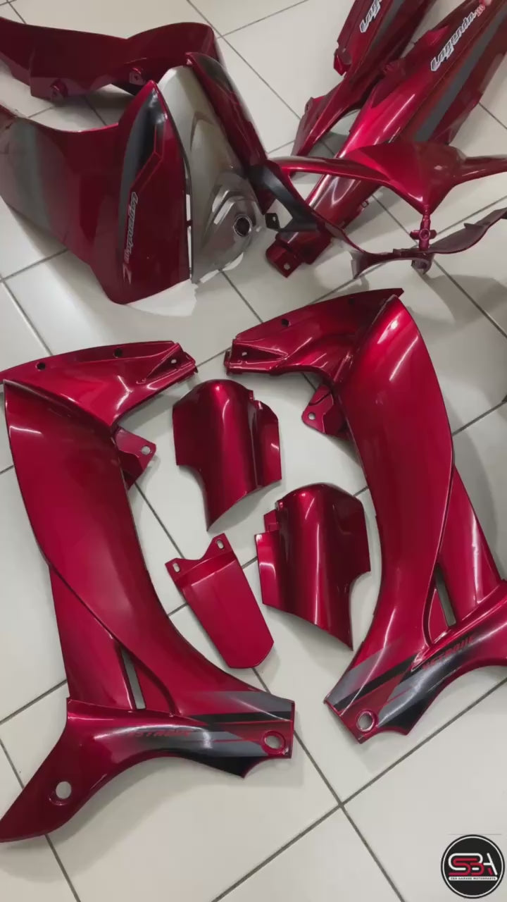 COVERSET YAMAHA LAGENDA SRL 110Z MERAH DRMK MADE IN MALAYSIA SIAP TAMPAL STICKER M SEKI VERSION