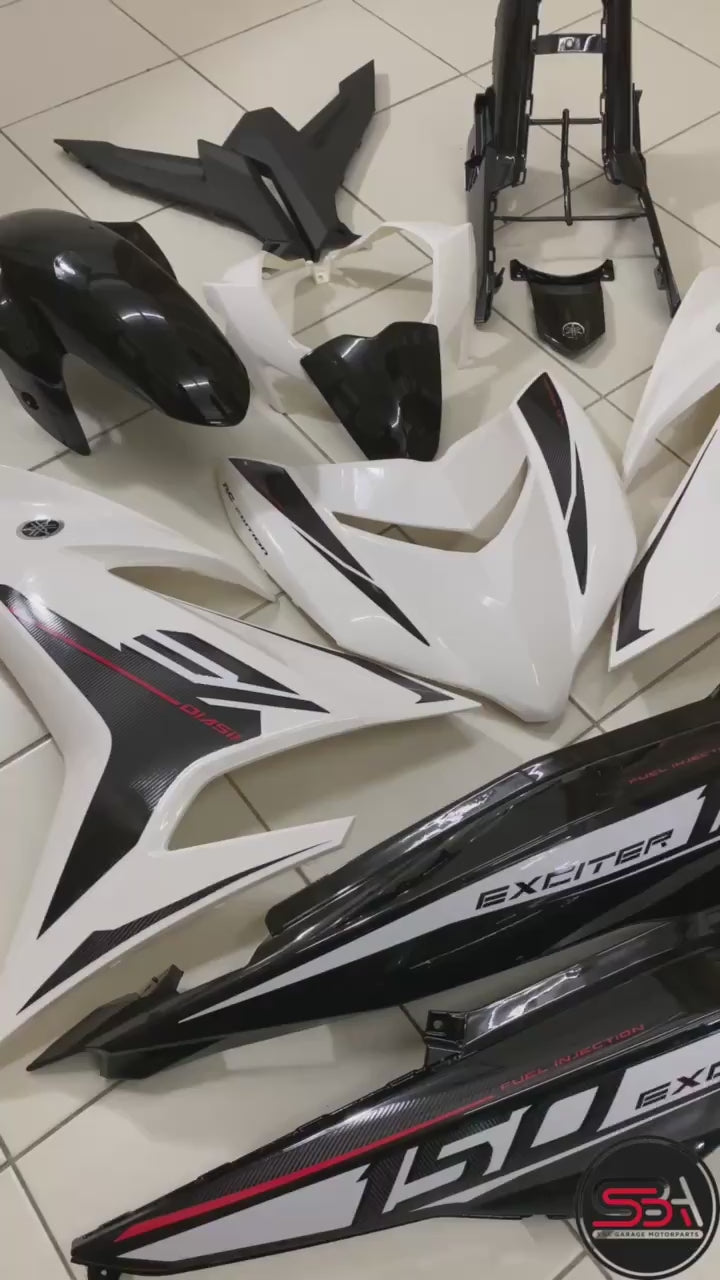 COVERSET Y15ZR V1 V2 EXCITER RC BLACK WHITE PUTIH HITAM COVER SET BODYSET Y15ZR Y15 YSUKU VELOZI SIAP TANAM