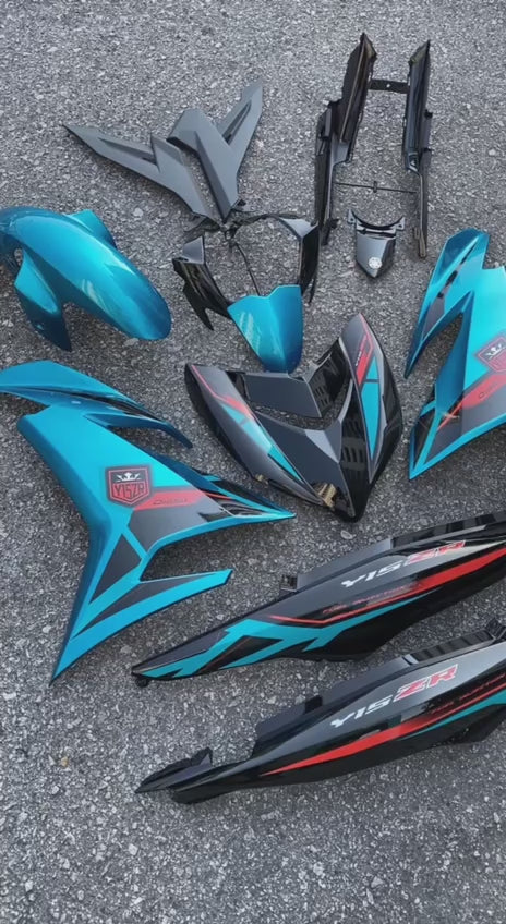 COVERSET BODYSET YAMAHA Y15 Y15ZR YSUKU V2 100% ORIGINAL HLY CYAN TITAN MATELIC MALAYSIA DESIGN 2021 HONG LEONG YAMAHA