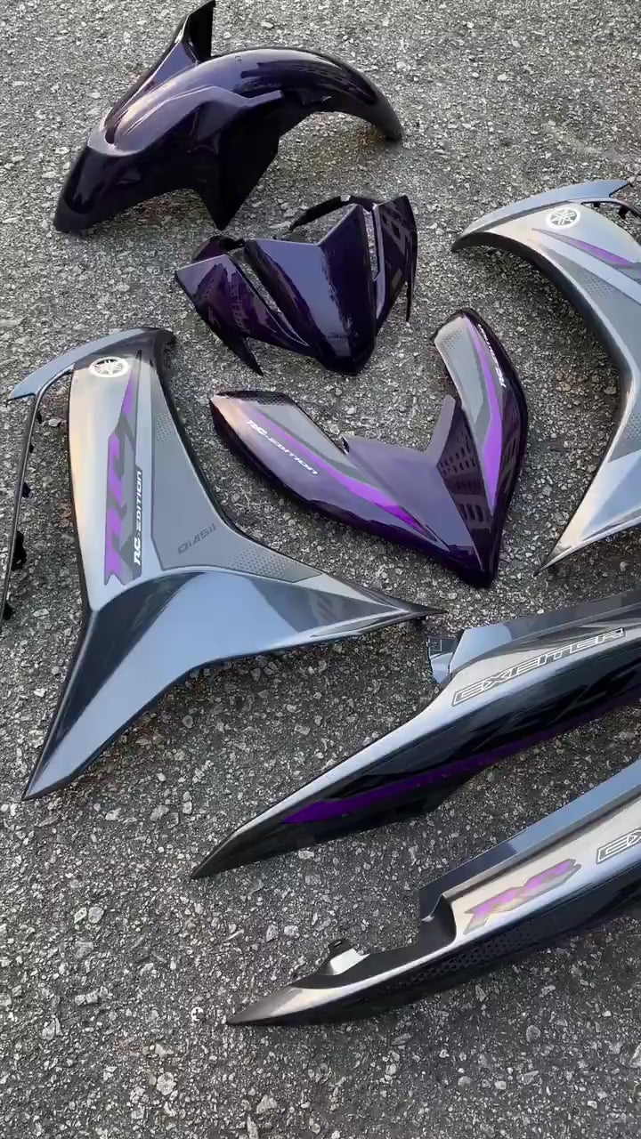 COVERSET BODYSET LC135 LC V8 DR RC EXCITER PURPLE GREY FUEL INJECTION FI YAMAHA SIAP TANAM DOCTOR 028 VELOZI