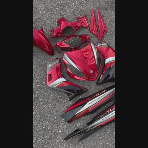 COVERSET BODYSET LC LC135 V1 MERAH MAROON DRMK GOLD ORIGINAL 100% HONG LEONG YAMAHA HLY / M MATE STRIPE SIAP TAMPAL