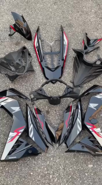 COVERSET BODYSET HONDA RS RS150 V1 DOCTOR HITAM BLACK LINE CODE 001 STRIPE SIAP TANAM