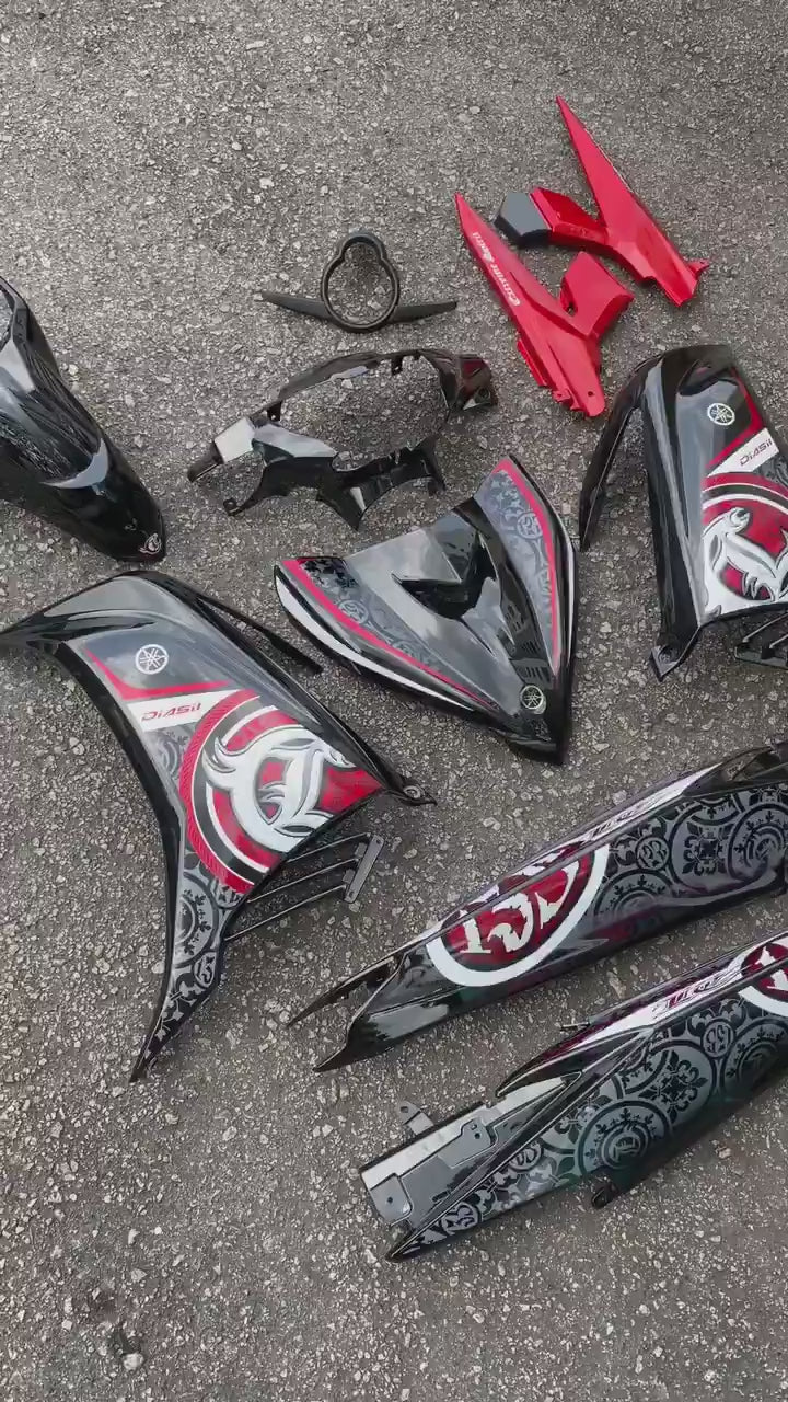 COVERSET BODYSET LC LC135 V2 HITAM MERAH BLACK BATIK STANDARD MM-08 STRIPE SIAP TAMPAL YAMAHA M MATE VERSION