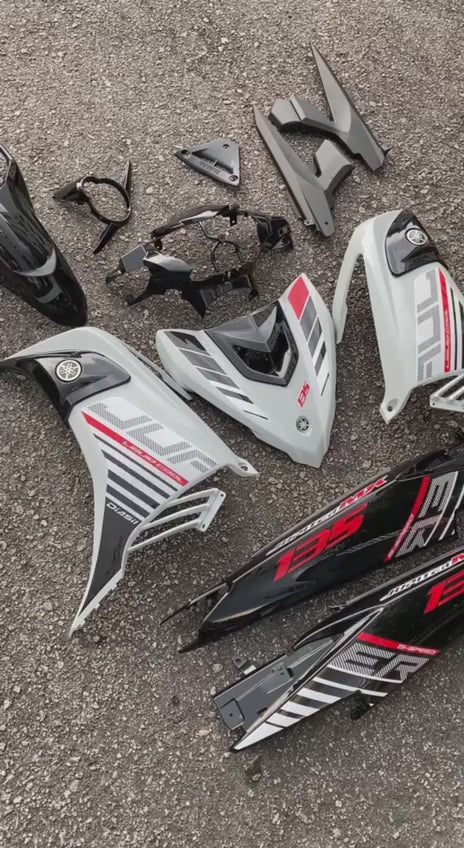 COVERSET BODYSET YAMAHA LC LC135 V6 V7 DR. P WHITE PUTIH STRIPE TANAM CODE 041 DOCTOR EDITION OEM