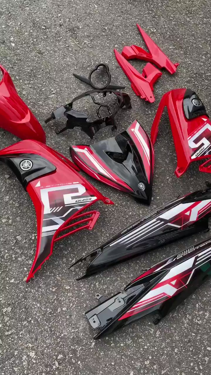 COVERSET YAMAHA LC LC135 V2 EXCITER R ST ROSE RED BLACK L2-ER-ST-2 SIAP TANAM ORIGINAL VELOZI WITH COVER METER