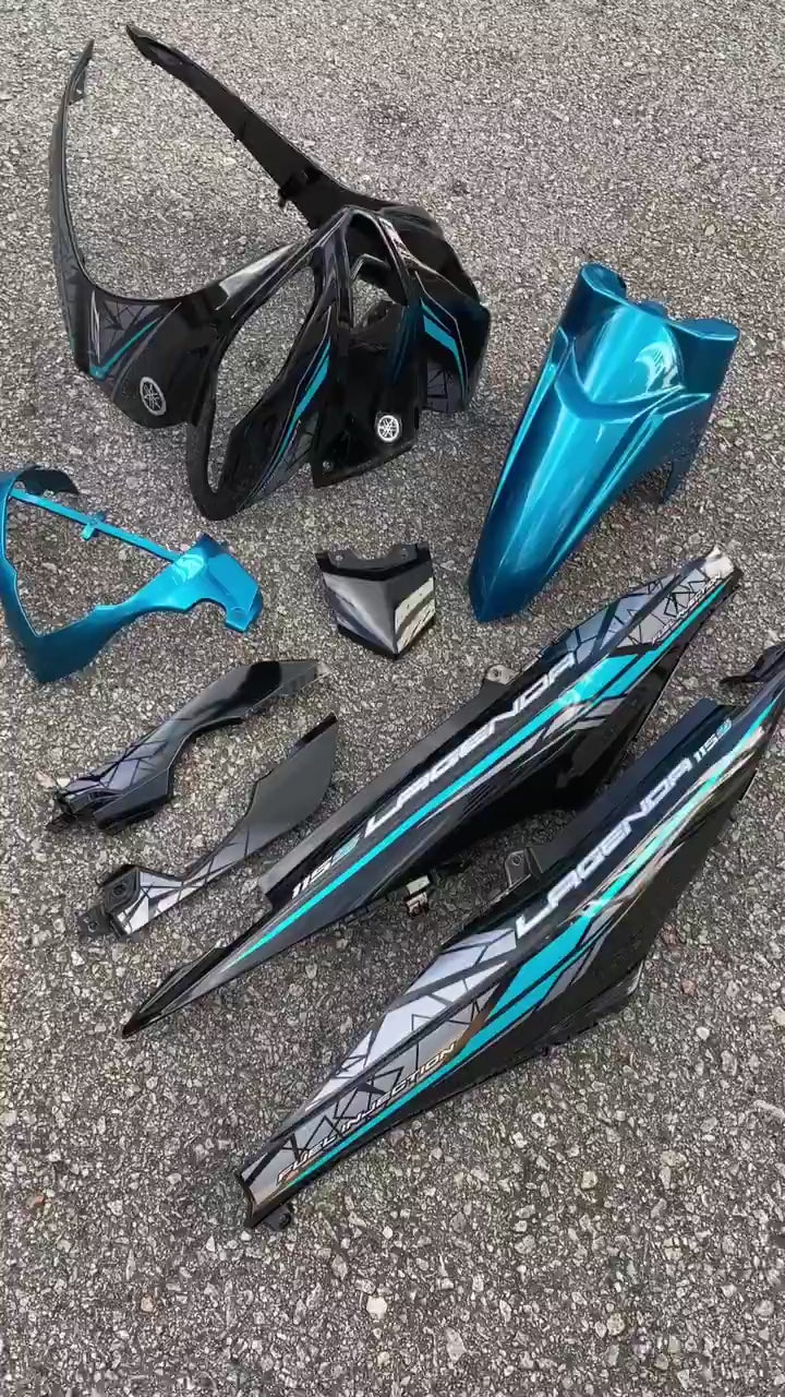 COVERSET BODYSET YAMAHA LAGENDA SRL 115 / 115Z FI CYAN CM6 BLACK STICKER SIAP TAMPAL WS VELOZI SET  LFI-S-4