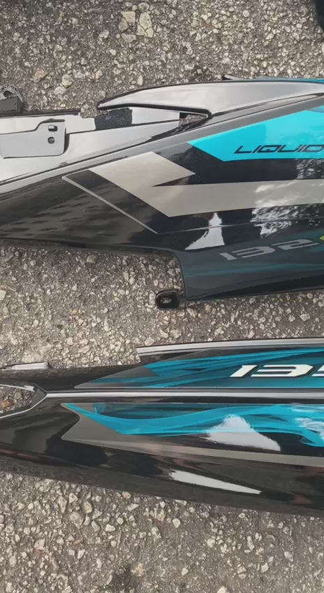 COVERSET YAMAHA SIAP TANAM LC135 LC V6 V7 METALIC CYAN GLOSSY KILAT DOCTOR EDITION TERMASUK EMBLEM,COVER ENGINE,HEAD CAP
