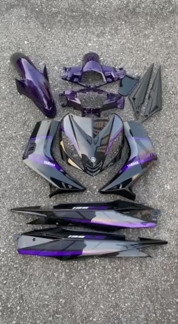 COVERSET BODYSET YAMAHA LC LC135 V1 DR PURPLE RXZ STRIPE TANAM CODE 017 DOCTOR EDITION OEM