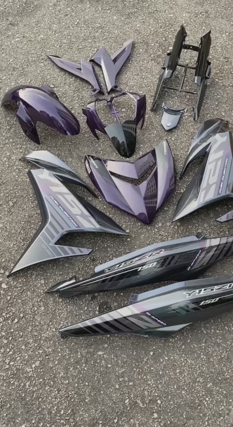 COVERSET Y15ZR V1 V2 PURPLE GREY ORI COLOR HONG LEONG YAMAHA HLY Y15ZR Y15 YSUKU ORIGINAL VELOZI PURPLE TERUNG 2015