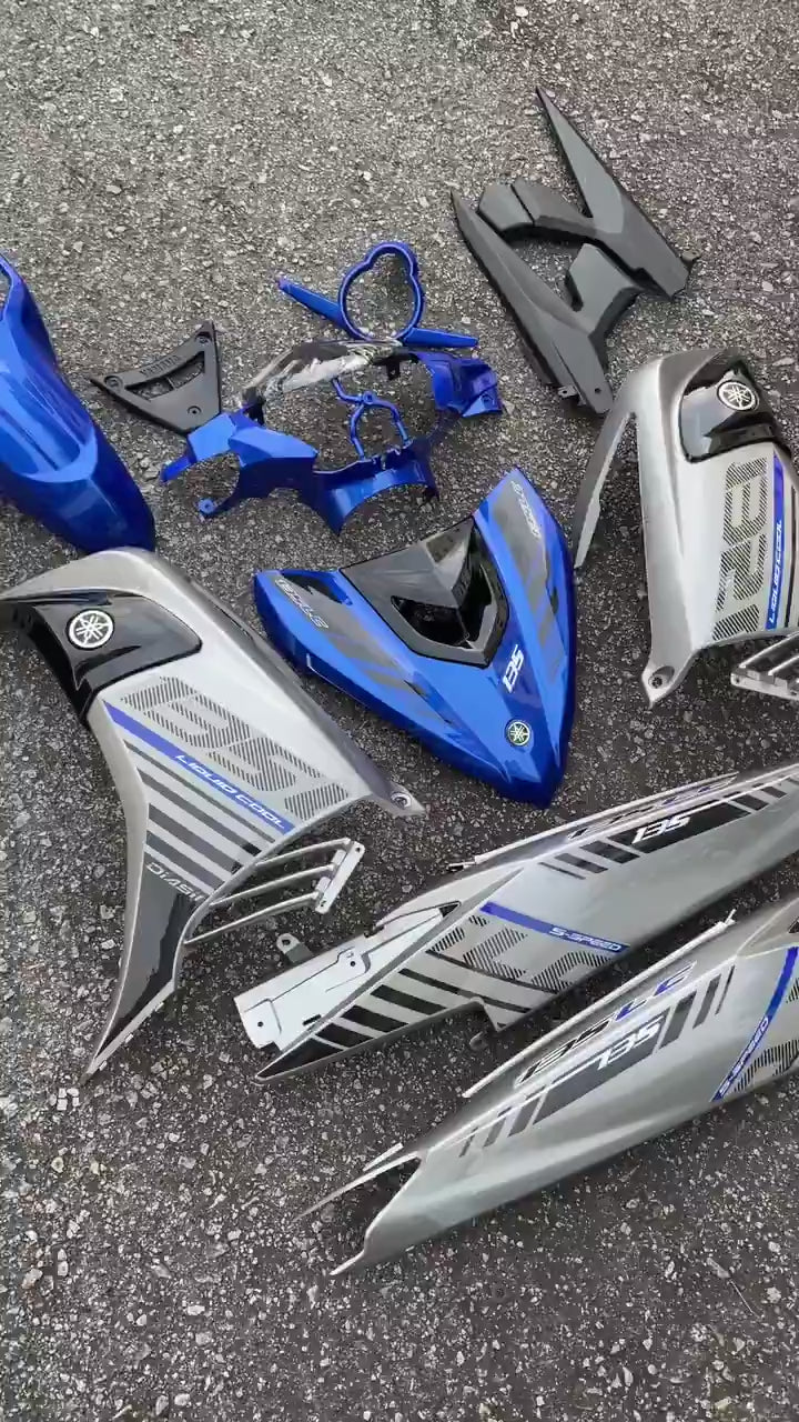 COVERSET BODYSET YAMAHA LC LC135 V6 V7 DR BIRU SILVER VPBC5 S3 2015 BIRU STRIPE TANAM CODE 036 DOCTOR EDITION VELOZI