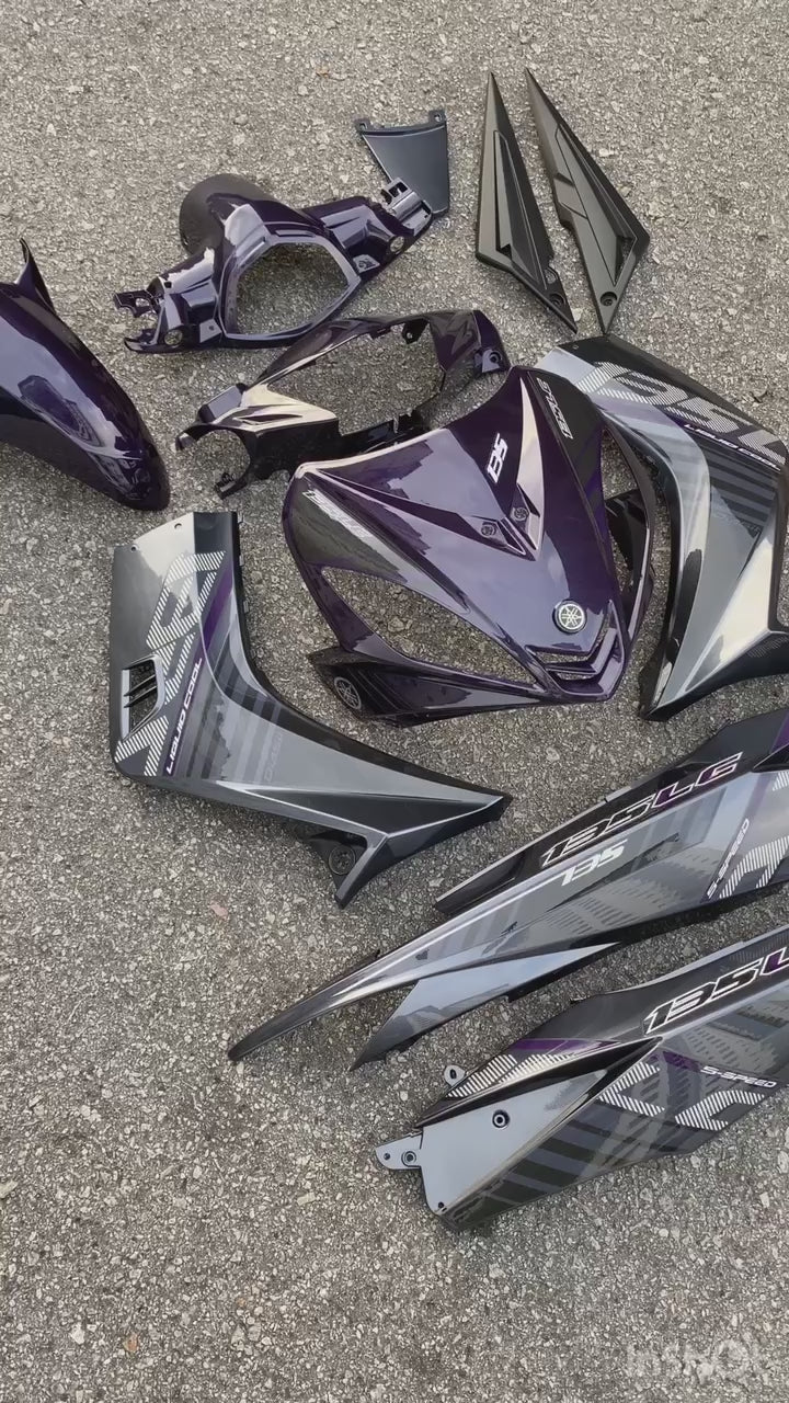 COVERSET LC LC135 V1 YAMAHA DOCTOR P PURPLE 023 2015 NEW DESIGN STRIPE SIAP TANAM CLEAR 2K