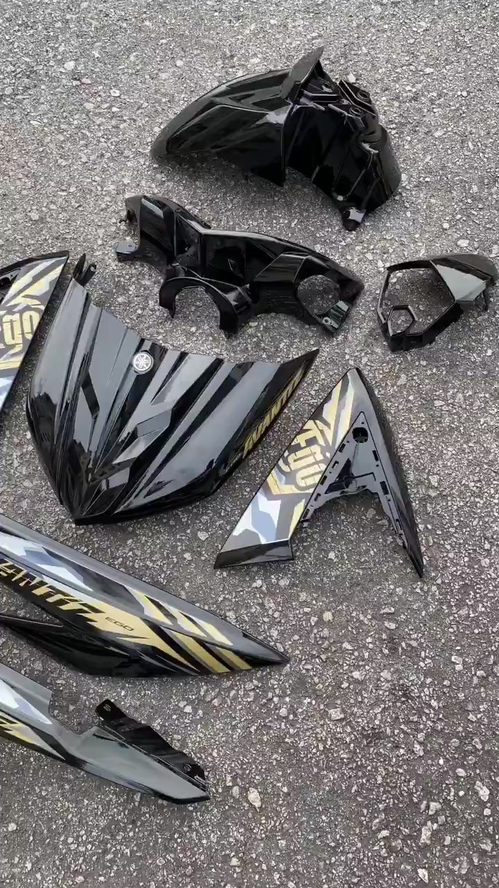 COVERSET BODYSET EGO AVANTIZ BLACK HITAM GOLD YAMAHA STICKER SIAP TAMPAL  M SEKI FULLSET NEW