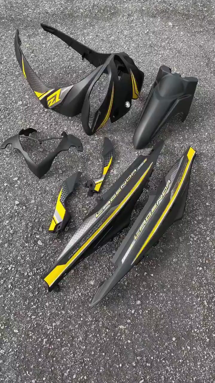 COVERSET BODYSET LAGENDA SRL 115 / 115z Fi FUEL INJECTION HITAM MATT FULL YELLOW ORIGINAL HONG LEONG YAMAHA HLY SET