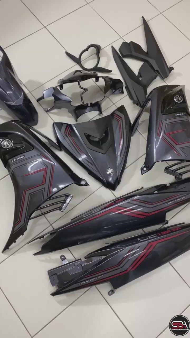 YAMAHA LC LC135 V6 V7 SD16 DESIGN DBMN8 GREY PATTERN LINE 2022 - COVERSET BODYSET SIAP TANAM VELOZI WITH COVER METER