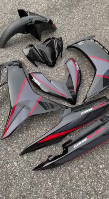 COVERSET BODYSET LC135 LC V8 DR BLACK RED RXZ DESIGN 035 FUEL INJECTION FI YAMAHA SIAP TANAM DOCTOR OEM
