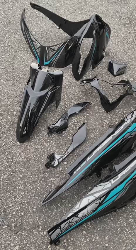 COVERSET BODYSET LAGENDA SRL 115 / 115Z Fi INJECTION HITAM KILAT CYAN CS6 STANDARD COLOR VELOZI / M SEKI SET SIAP TAMPAL