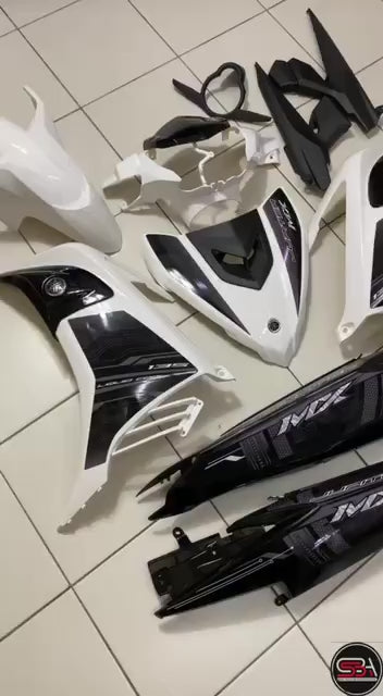 YAMAHA LC LC135 V6 V7 JUPITER MX KING BLACK WHITE DESIGN COVERSET BODYSET SIAP TANAM VELOZI WITH COVER METER L6-JMX-3