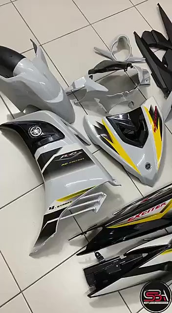 COVERSET BODYSET YAMAHA LC LC135 V6 V7 DR EXCITER RC WHITE PUTIH STRIPE TANAM CODE 017 DOCTOR EDITION OEM
