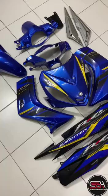COVERSET BODYSET YAMAHA LC LC135 V1 DR EXCITER RC BIRU BLUE STRIPE TANAM CODE 011 DOCTOR EDITION OEM
