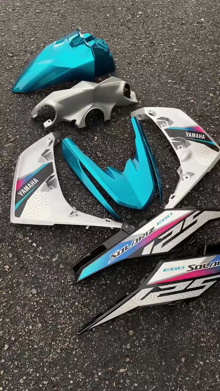 COVERSET BODYSET EGO SOLARIZ YAMAHA CYAN CM6 SILVER SIAP TAMPAL ORIGINAL HLY