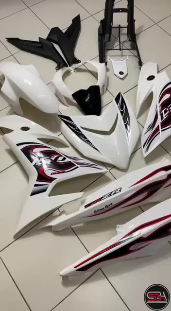 COVERSET Y15ZR V1 V2 FIRE ALL WHITE PUTIH EXTREME SPIRIT PREMIUM BODYSET Y15ZR Y15 YSUKU VELOZI TANAM