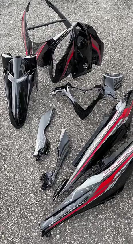 COVERSET BODYSET LAGENDA SRL 115 / 115Z Fi INJECTION HITAM KILAT RED MERAH STANDARD COLOR VELOZI M SEKI SET SIAP TAMPAL
