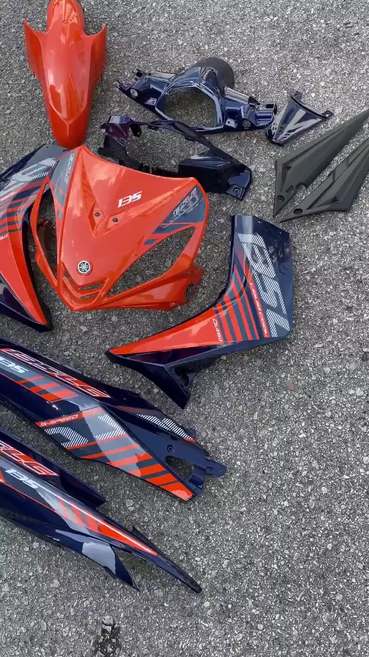 COVERSET LC LC135 V1 YAMAHA DOCTOR P ORANGE BATMAN 025 2015 NEW DESIGN STRIPE SIAP TANAM CLEAR 2K