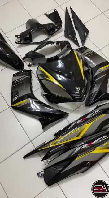 COVERSET BODYSET YAMAHA LC LC135 V1 DR EXCITER RC HITAM BLACK STRIPE TANAM CODE 012 DOCTOR EDITION OEM