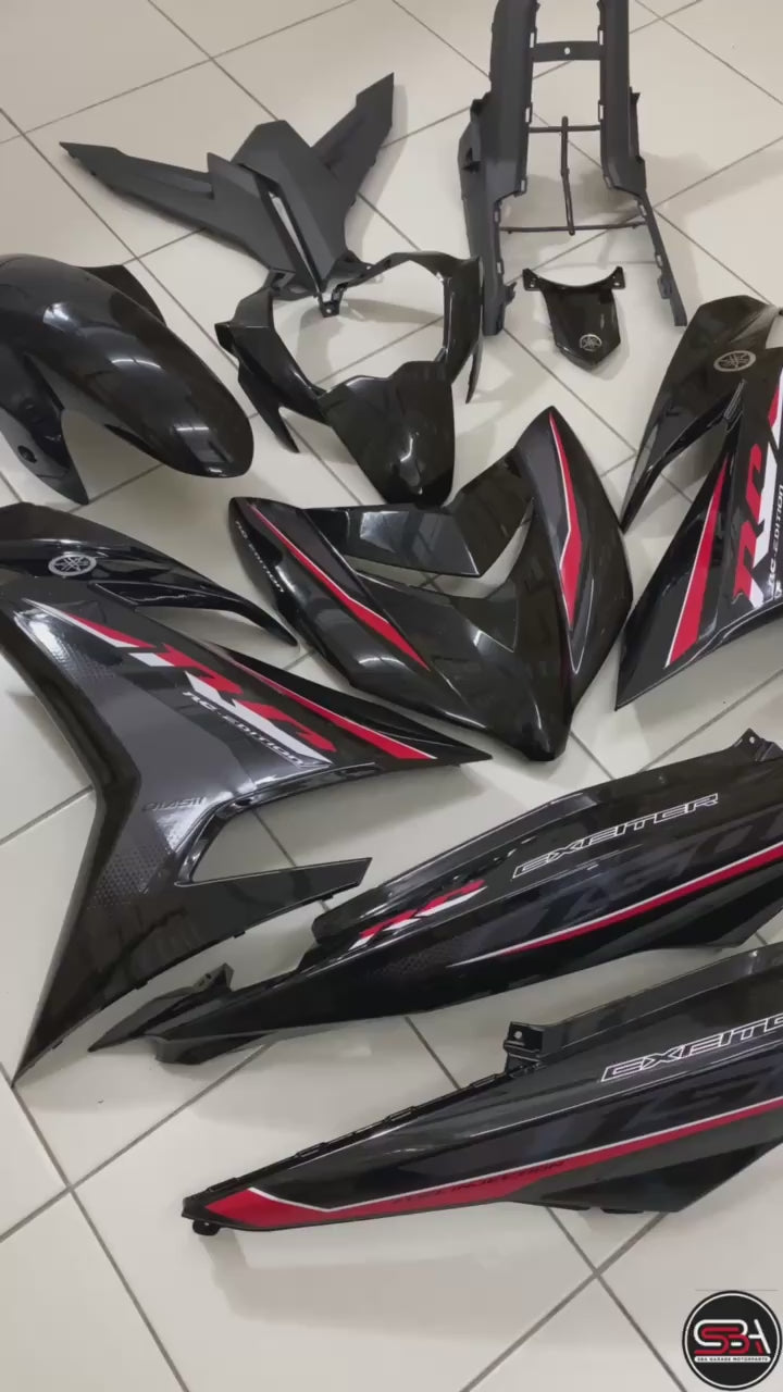 COVERSET BODY Y15 Y15ZR V1 V2 YAMAHA EXCITER RC HITAM 1ST EDITION SIAP TANAM ORIGINAL VELOZI MATELIC BLACK RC-1