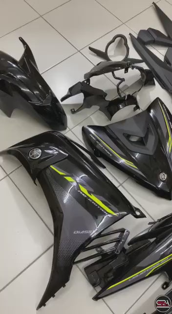 YAMAHA LC LC135 V6 V7 MATELIC BLACK RC HITAM KUNING YELLOW COVERSET BODYSET SIAP TANAM VELOZI DOCTOR WITH COVER METER