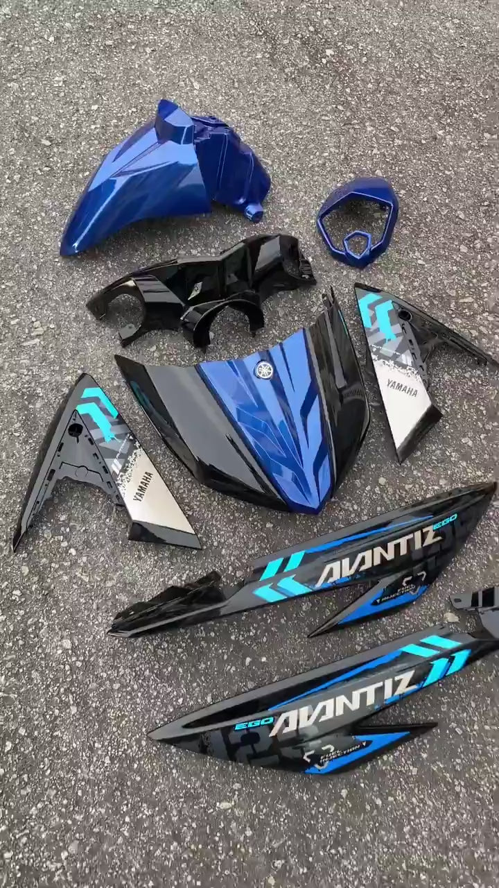 COVERSET BODYSET EGO AVANTIZ YAMAHA STICKER SIAP TAMPAL VPBC5 BLACK BIRU M SEKI FULLSET NEW
