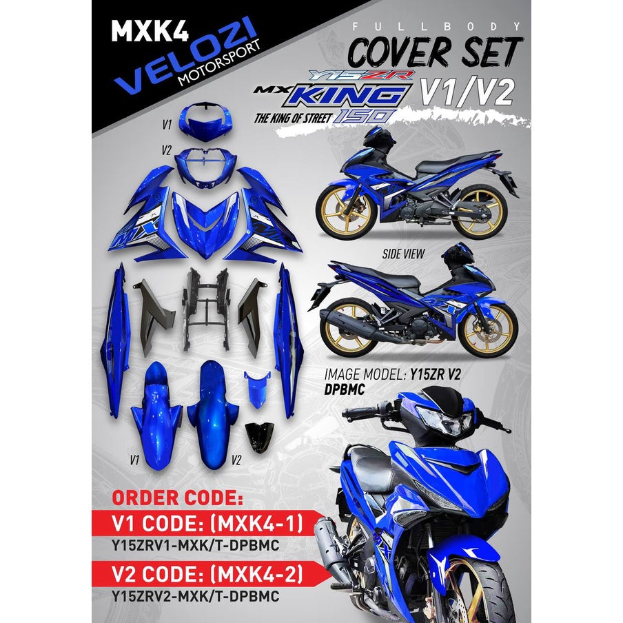 COVER SET Y15ZR V1 V2 MX KING DPBMC BIRU TANAM COVERSET PREMIUM EDITION BODYSET Y15ZR YSUKU NEW ORIGINAL VELOZI MXK4