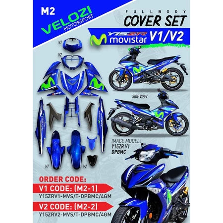 COVERSET Y15ZR Y15 V1 V2 MOVISTAR M HIJAU BIRU DPBMC TANAM PREMIUM EDITION BODYSET YSUKU ORIGINAL VELOZI 2017 M2