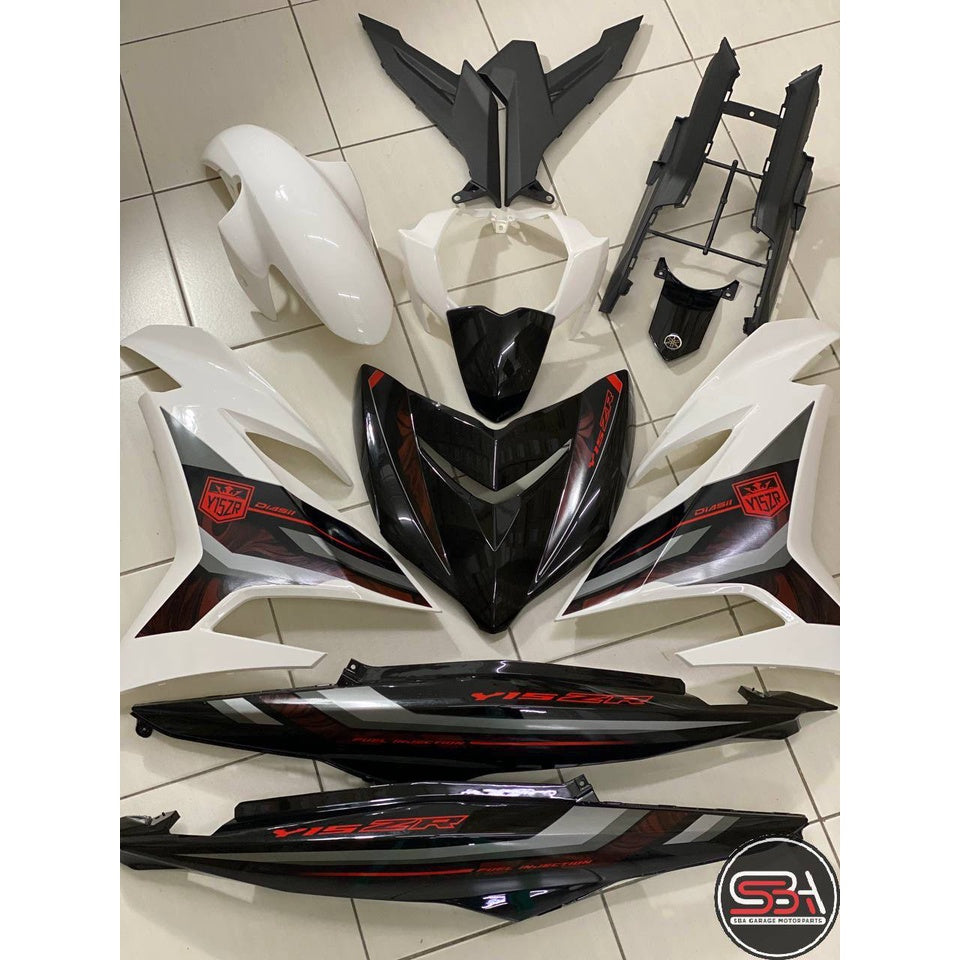 COVERSET YAMAHA Y15ZR Y15 YSUKU V1 V2 BLACK WHITE 2022 WS DESIGN ORIGINAL VELOZI SIAP TAMPAL DARI KILANG BODYSET1